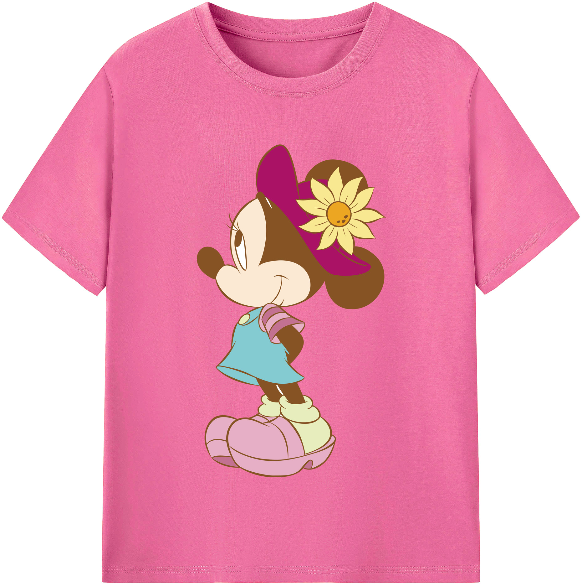 ミッキーマウス Mickey Mouse レディースカジュアルプリントTシャツ（綿100％）